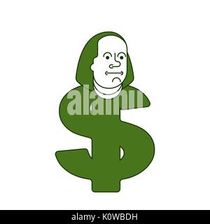 portrait  Benjamin Franklin isolated on dollar banknote USA Stock Vector