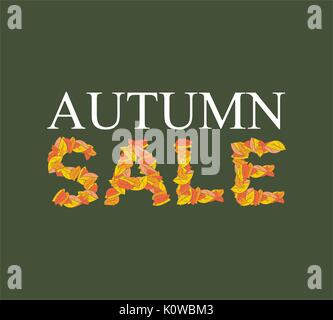 Autumn sale. Yellow leaves of ABC. autumnal alphabet. Letters of fallen leaves Stock Vector