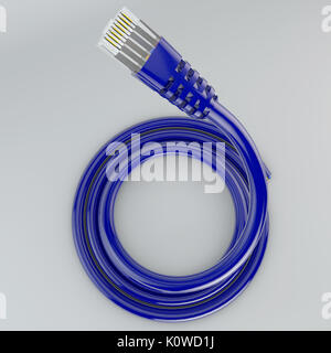 Rolled ethernet cable, internet connection, bandwidth, broadband Stock Photo