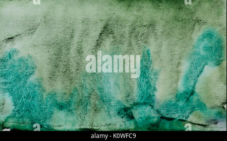 Emerald green watercolor abstract background. Handmade. Element of design. Watercolor texture Stock Photo