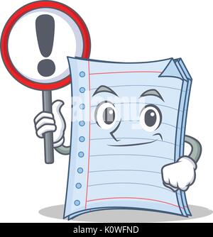 With sign notebook character cartoon style Stock Vector