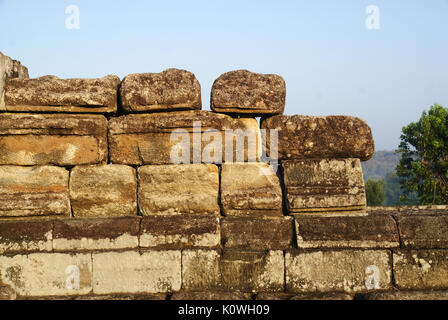 Ancient Rock Pattern (ruins) in Barong Temple, Yogyakarta, Indonesia Stock Photo