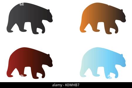 Four silhouettes of logo bears Stock Vector