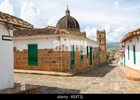 colonial buildings in Barichara Colombia Stock Photo