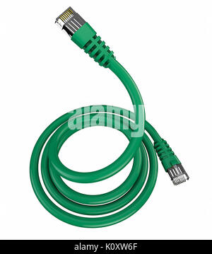 Rolled ethernet cable, internet connection, bandwidth, broadband Stock Photo