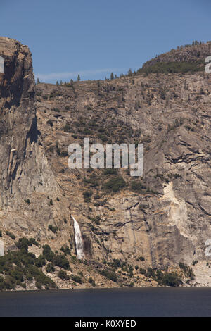 A view of Wapama Falls in the Hetch Hetchy Valley during the California drought Stock Photo