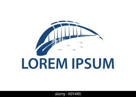 modern bridge logo, simple outlines, illustration design, isolated on white background. Stock Vector