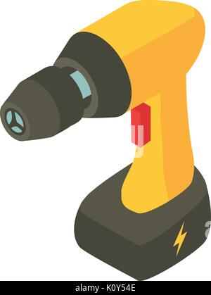 Electric screwdriver icon, isometric 3d style Stock Vector