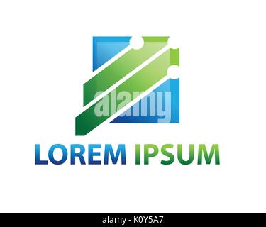 modern tech square logo with diagonal circuit lines,illustration design, isolated on white background. Stock Vector