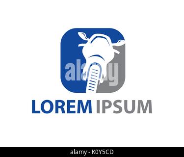 silhouette of motorcycle within square, logo design, illustration design, isolated on white background. Stock Vector
