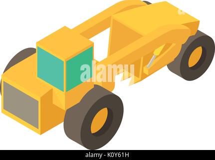 Motor grader machine icon, isometric 3d style Stock Vector