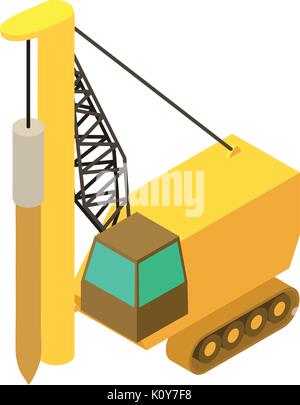 Drilling machine icon, isometric 3d style Stock Vector