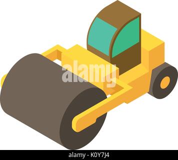 Road roller icon, isometric 3d style Stock Vector