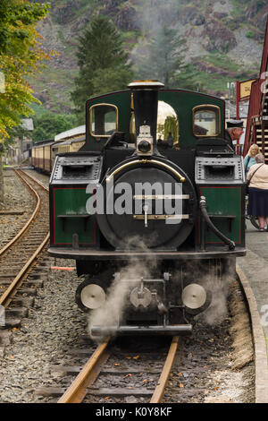 Narrow gauge Double Fairlie steam locomotive Iarll Meirionnydd of the Ffestiniog Railway at Blaenau Ffestiniog station Stock Photo