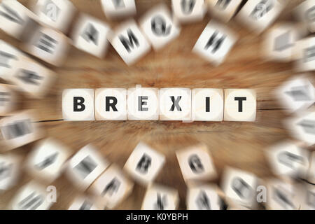 Brexit exit England leaving EU dice business concept idea Stock Photo