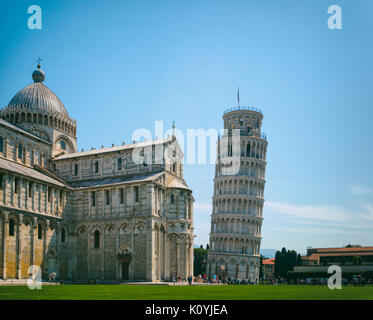 Pisa, Pisa Province, Tuscany, Italy.  Campo dei Miracoli, or Field of Miracles.  Also known as the Piazza del Duomo.  The cathedral, or Duomo, and its Stock Photo