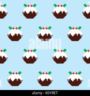 Christmas pudding seamless pattern, Christmas jumper or sweater style, Xmas decor Stock Vector