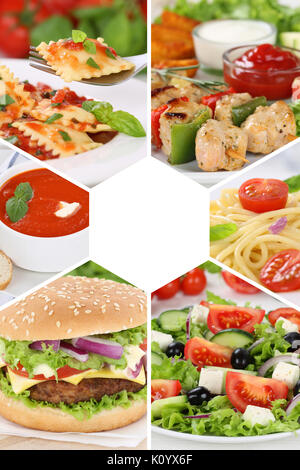 Food menu collection collage meal meals restaurant group set Stock Photo