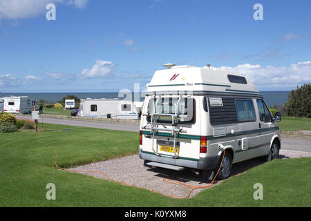 Ford Flair auto sleeper on Bron-Y-Wendon campsite in Llandddulas Wales UK Stock Photo