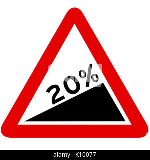 uk road sign steep hill gradient down slope downhill 10 percent ten ...