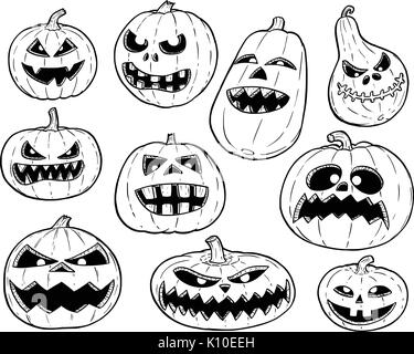 Halloween Pumpkin Hand Drawing Vector Illustration. Pumpkin Hand ...