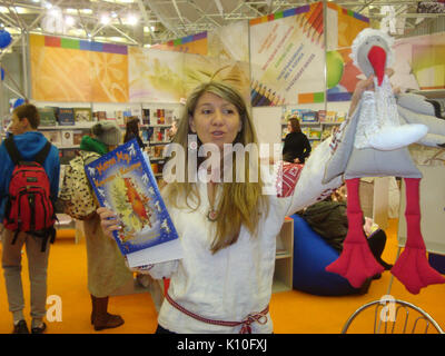 Aksana Sprynchan   on an International book exhibition in Minsk city   14 February 2015 AD   2 Stock Photo