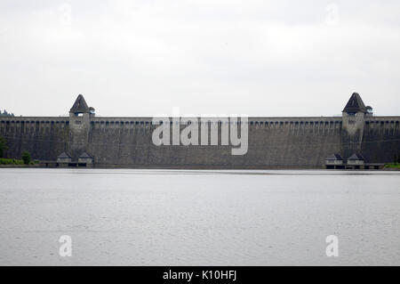 The area of the breach in the Mohne Dam. Note the difference in the stonework where repairwork was carried out. Stock Photo