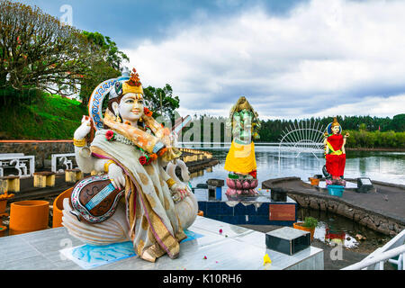 Landmarks of Mauritius - Grand bassin hindu temple on the lakeside Stock Photo