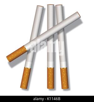 Four cigarettes composed on a white background Stock Vector