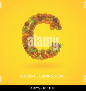 Autumn is Coming Soon Concept - Abstract Colorful Background, Cover or Greeting Card Template with Autumn Leaves - Illustration in Vector Stock Vector