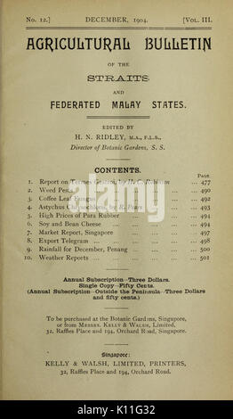 Agricultural bulletin of the Straits and Federated Malay States. New series BHL43583581 Stock Photo