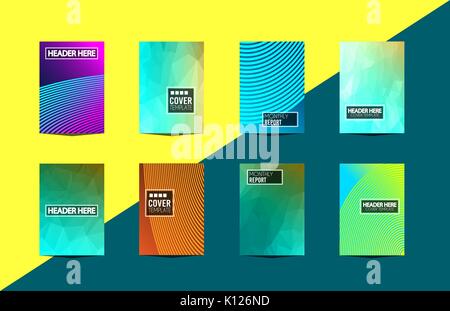 A4 Brochure Cover Mininal Design with Geometric shapes, colorful gradients and space for text, header, footer and titles. Futuristic Page Template. Stock Vector