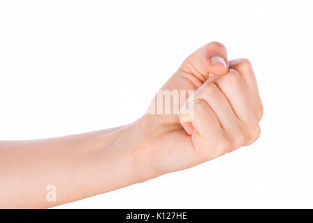 hand with clenched a fist on white background Stock Photo