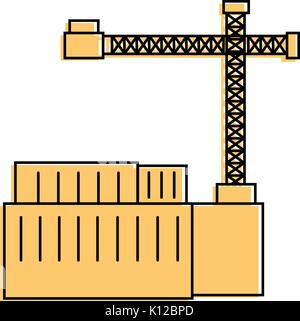 containers and industrial crane icon over white background vector illustration Stock Vector