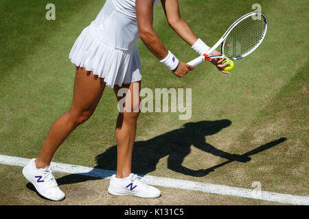 Generic tennis shadow of Heather Watson at the Ladies' Singles - Wimbledon Championships 2017 Stock Photo