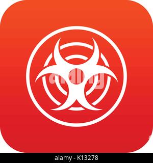 Sign of biological threat icon digital red Stock Vector