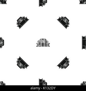 Airport baggage scanner pattern seamless black Stock Vector