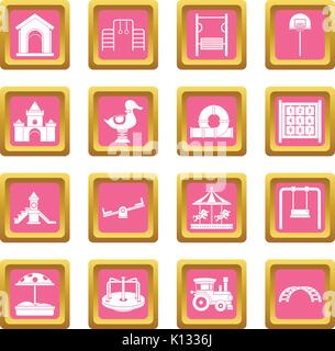 Playground icons pink Stock Vector