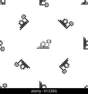 Luggage weighing pattern seamless black Stock Vector
