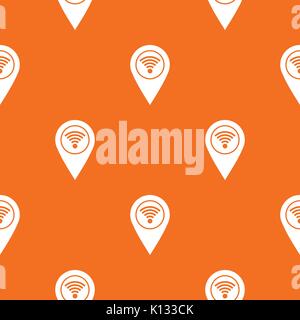 Map pin pointer with wi fi symbol pattern seamless Stock Vector