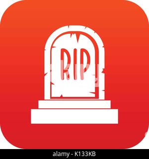 Gravestone with RIP text icon digital red Stock Vector