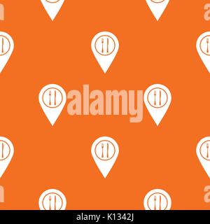 Map pin pointer with cafe or restaurant sign pattern seamless Stock Vector