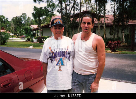 Also found in going through some boxes was this photo of me and my Dad, taken at his home on Florida sometime in the late 1990s, judging from I am still sporting a pony tail. (3137550045) Stock Photo