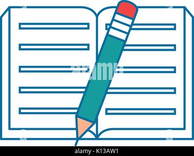 academic book and pencil icon over white background vector illustration ...