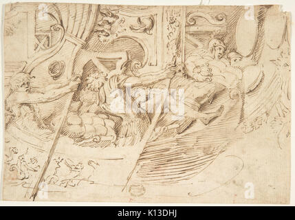 Ancient Naval Battle (Recto); Park with Monuments (Verso) MET DP802161 Stock Photo