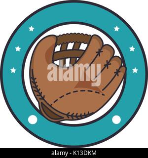 emblem with baseball glove icon over white background colorful design vector illustration Stock Vector