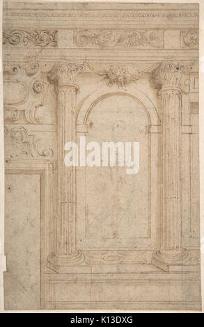 Architectural Design with Two Columns and Figure Stock Photo - Alamy