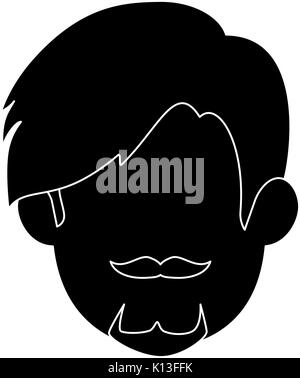 avatar man face with mustache over white background, vector ...