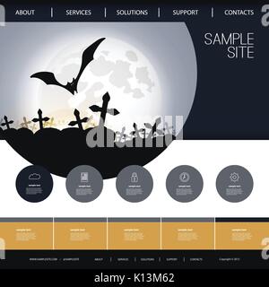Abstract Colorful Happy Halloween Website Template Design - Illustration in Editable Vector Format Stock Vector