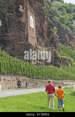 sun dial in the cliffs near Uerzig, Moselle, Rhineland-Palatinate, Germany Stock Photo